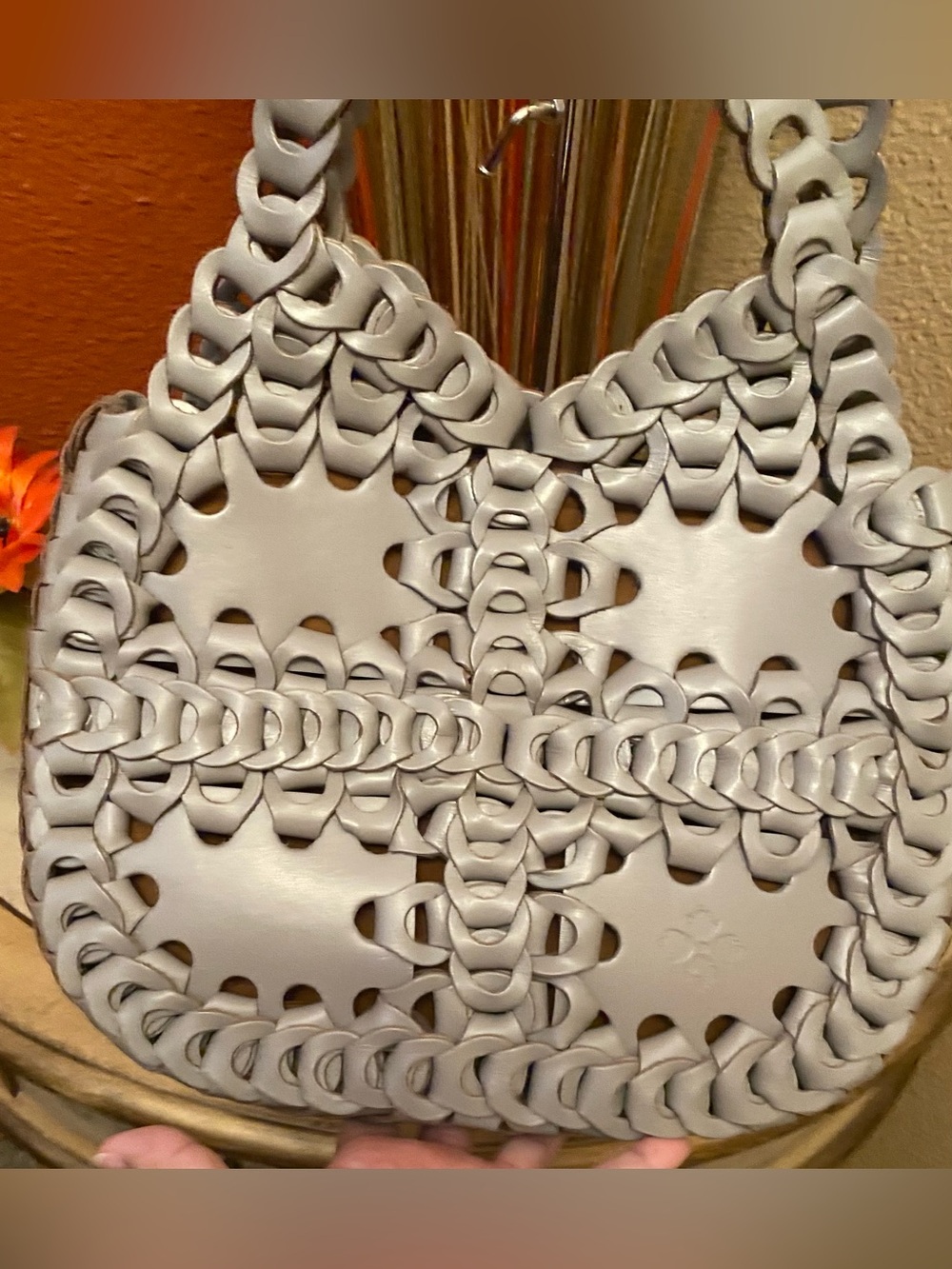 Patricia Nash - EUC - Giraldi Woven Leather Chainlink Hobo in Stone Color - Picture 2 of 11